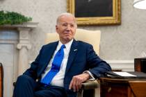 President Joe Biden meets with German Chancellor Olaf Scholz in the Oval Office of the White Ho ...