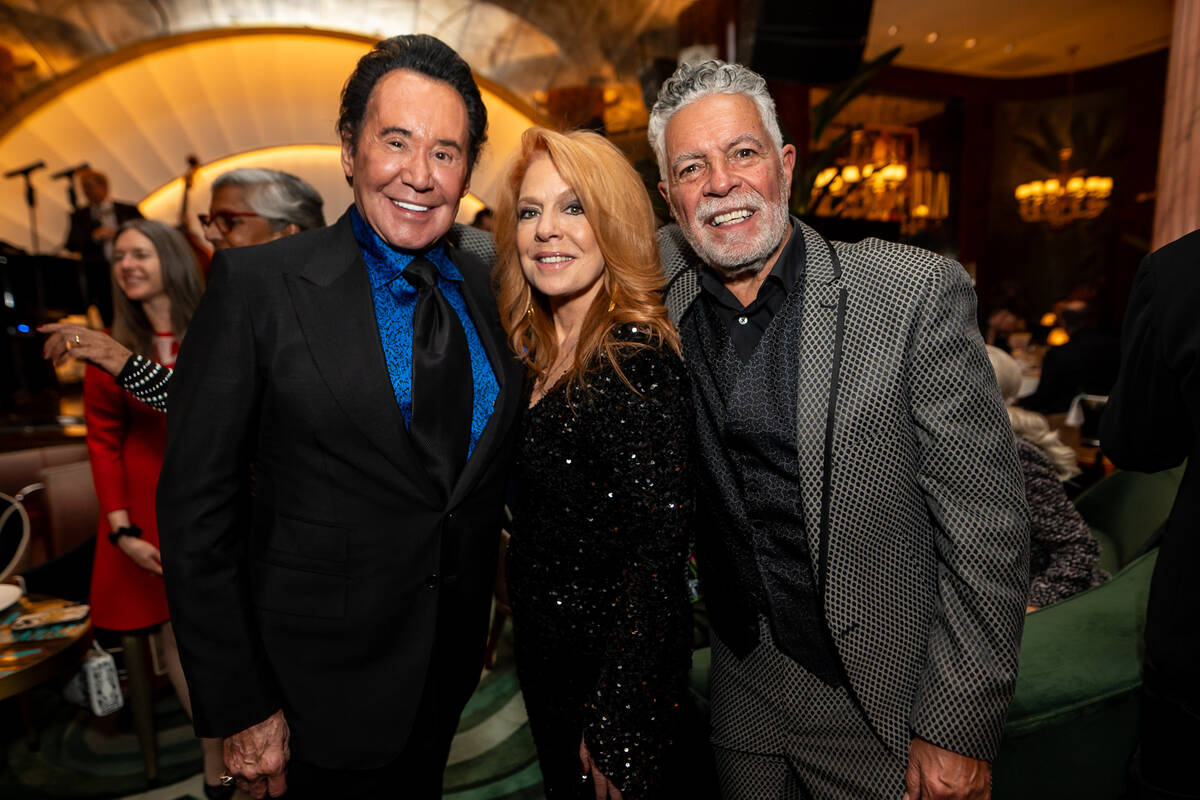 Wayne Newton, Kelly Clinton-Holmes and Clint Holmes are shown at Delilah at Wynn on Thursday, ...