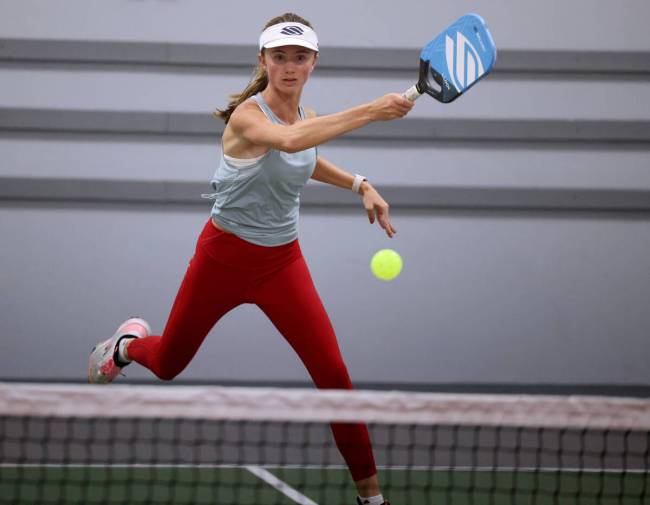 Darcy Shore, 16, plays at Vegas Indoor Pickleball. (K.M. Cannon/Las Vegas Review-Journal)