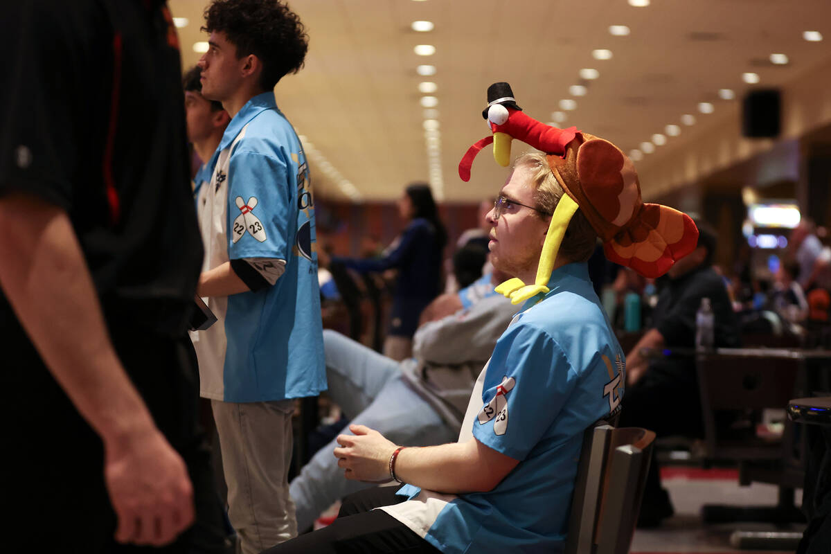 Foothill’s Jakob Enright wears a hat after earning a turkey while his team is losing to ...