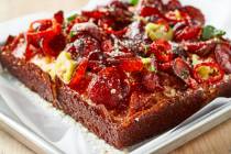 A crisp-edged slice of Detroit-style pizza from Four Corners Pizza in the UnCommons development ...