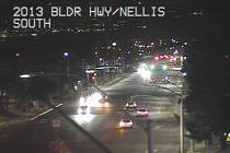 Boulder Highway near Nellis Boulevard after an auto-pedestrian collision on Friday, Feb. 16, 20 ...