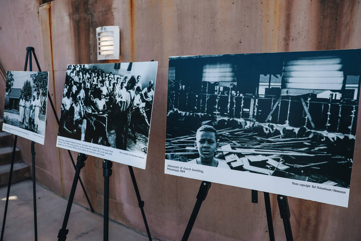 Photographs depicting civil rights history are shown at the Springs Preserve’s 15th annu ...