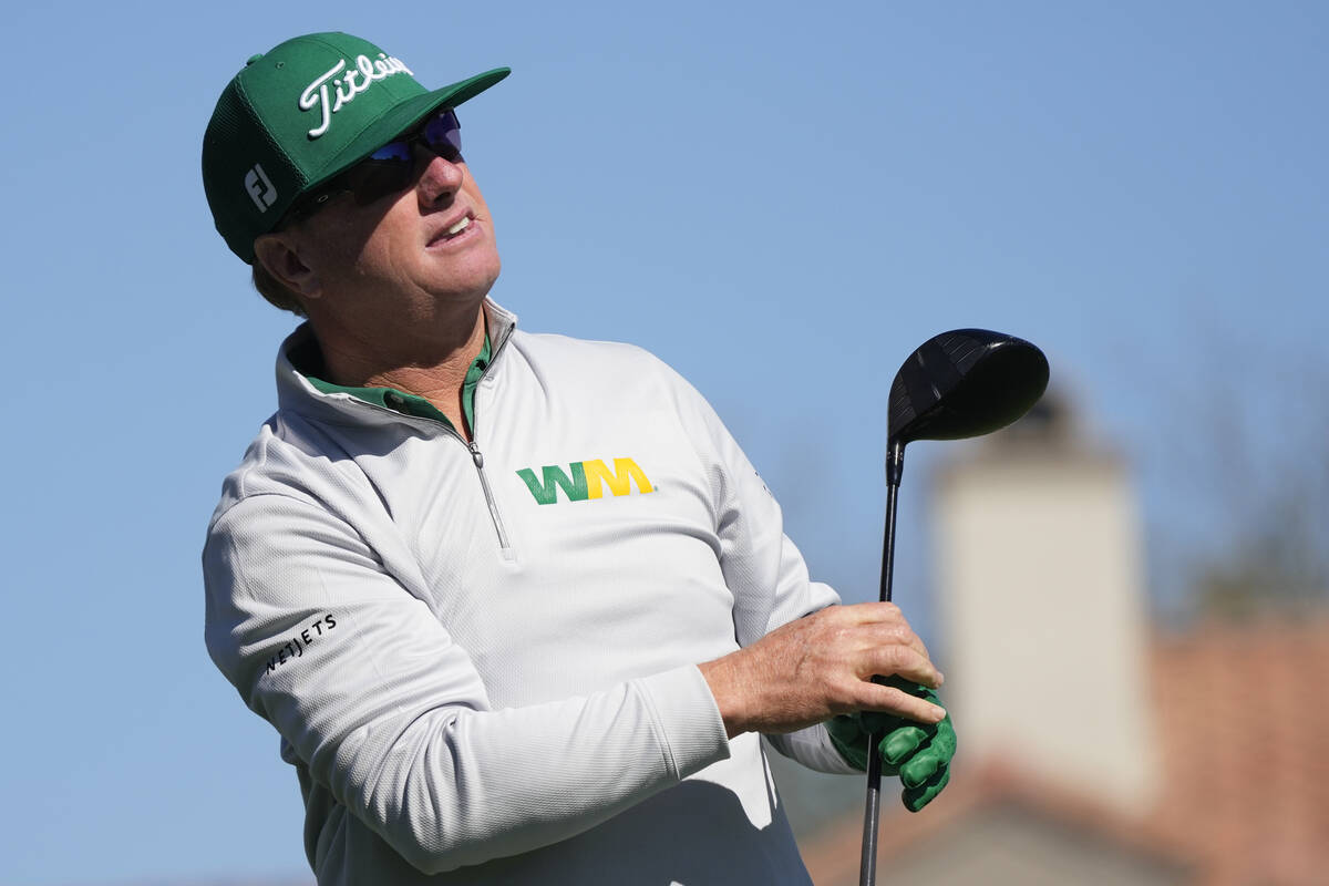 Charley Hoffman watches his tee shot on the second hole during the final round of the Phoenix O ...