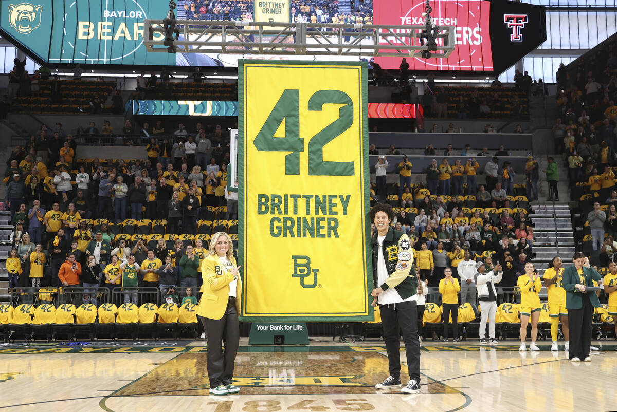 Brittney Griner’s jersey retired by Baylor in her 1st game on campus since she played