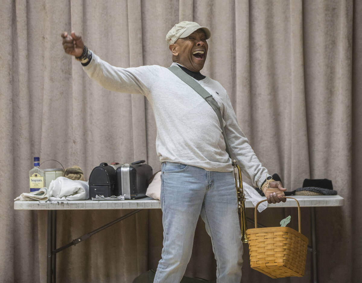 Bubba Knight sings during a scene in rehearsal for the Nevada Conservatory Theatre's "Fences" a ...