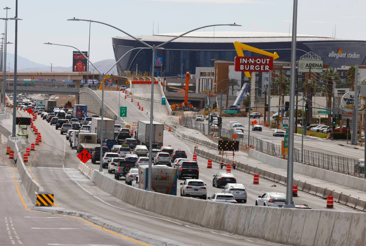 Construction is underway on the Tropicana bridge over Interstate 15, as part of the Interstate ...
