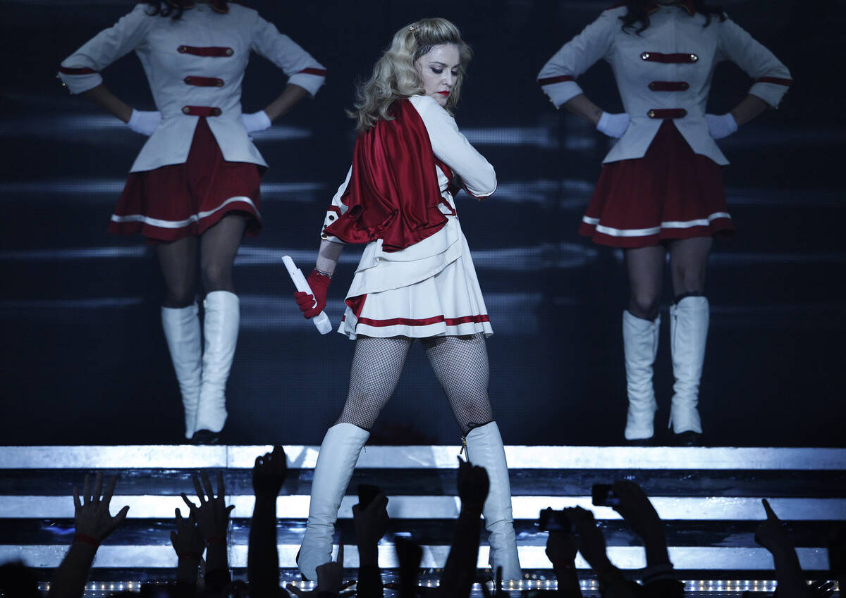Madonna performs at the MGM Grand in Las Vegas Saturday, Oct. 13, 2012. (Las Vegas Review-Journal)
