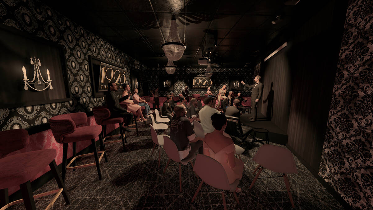 This rendering shows the new 1923 Prohibition Bar, expected to open in May 2024 at the Grand Ca ...