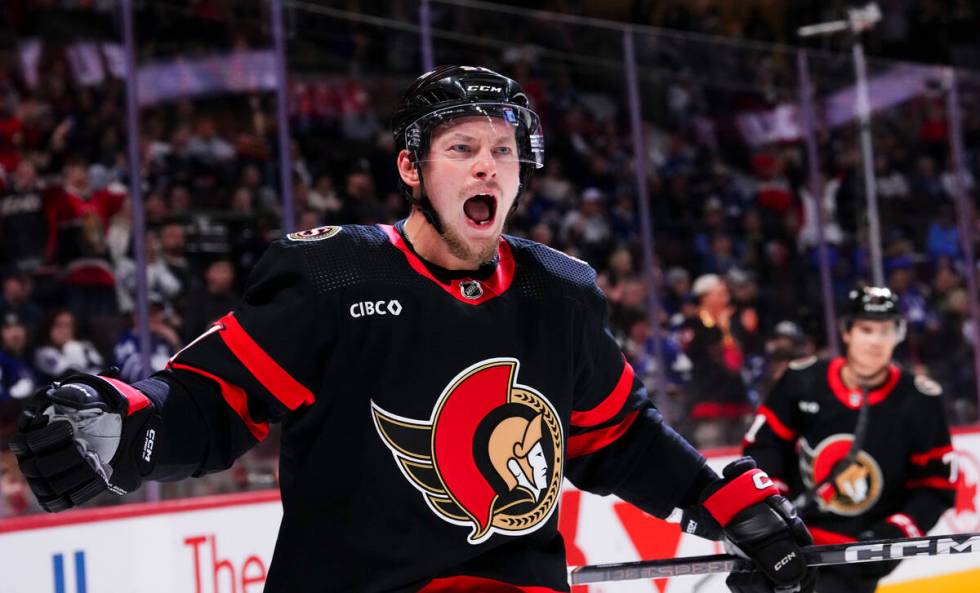 Ottawa Senators right wing Vladimir Tarasenko celebrates after his goal against the Toronto Map ...