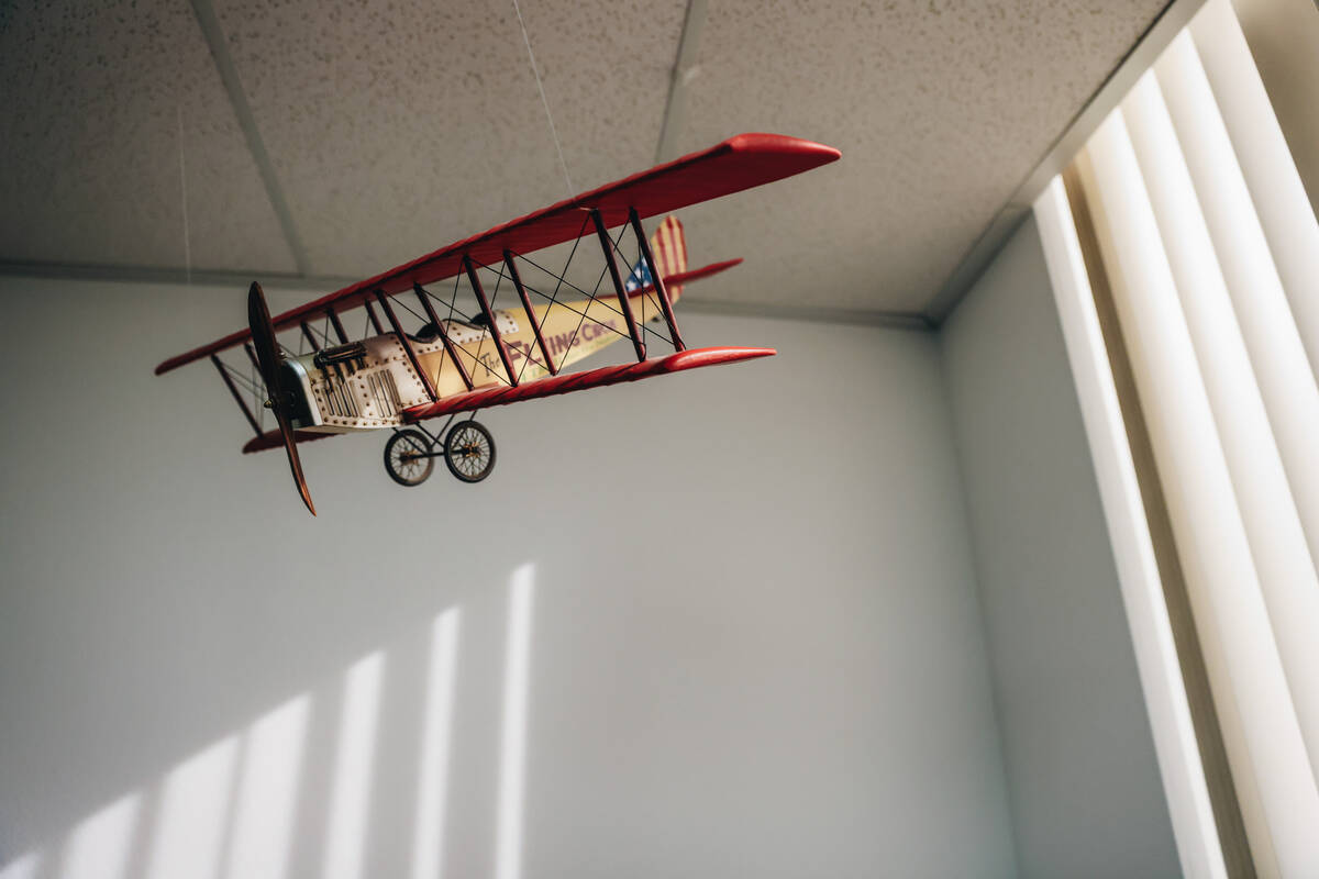 A model airplane is seen inside of the Las Vegas Flight Academy on Friday, Feb. 23, 2024, in He ...