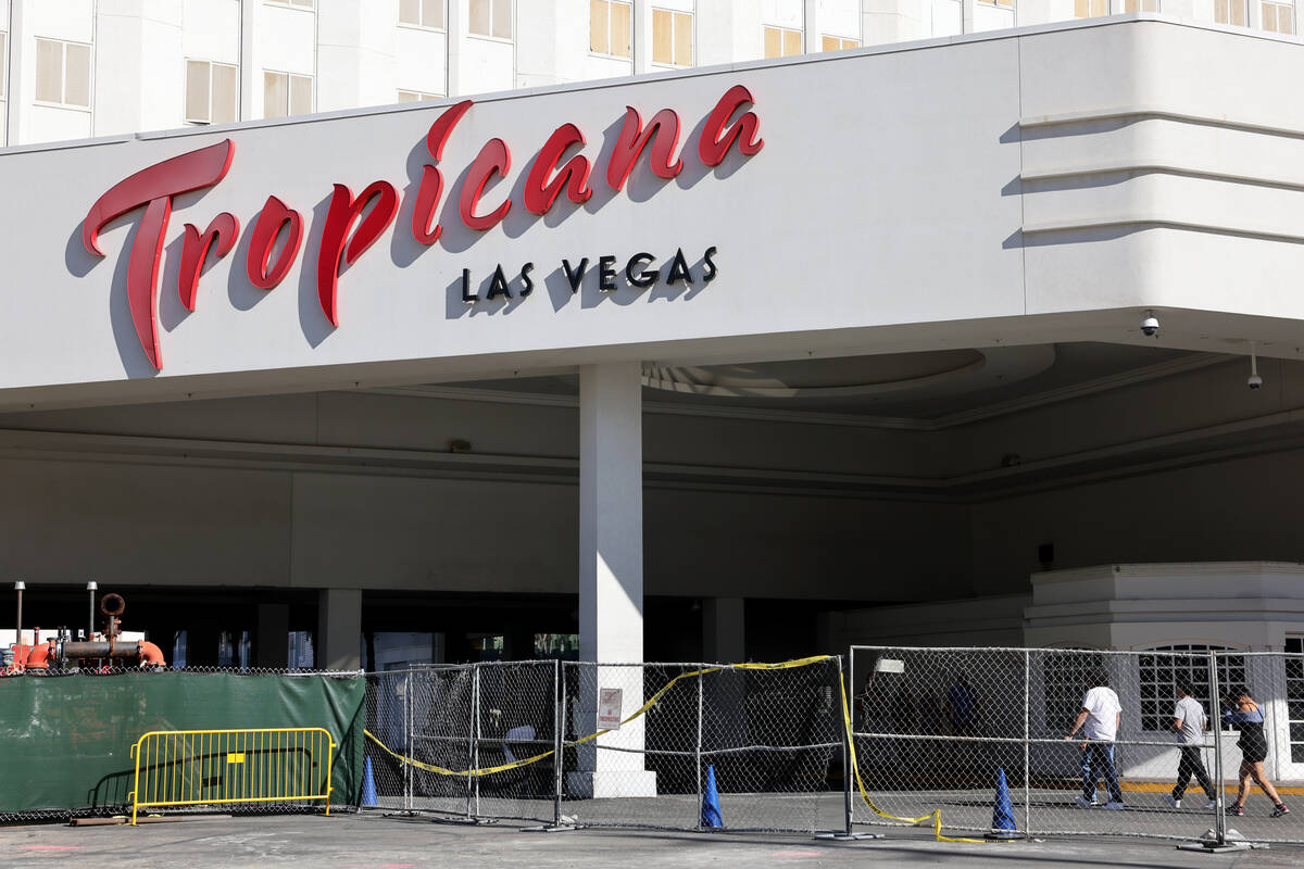 The Tropicana is shown on the Strip in Las Vegas on Monday, Jan. 29, 2024. (K.M. Cannon/Las Ve ...