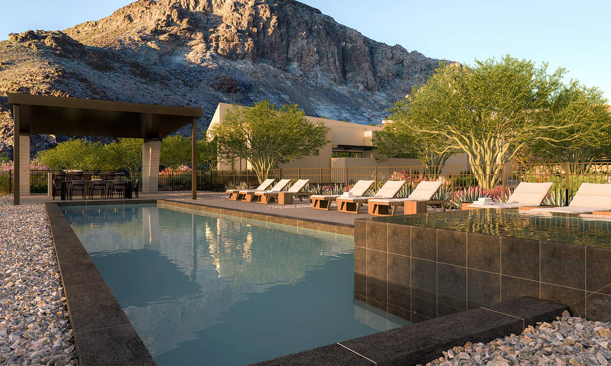 The pool at The Canyon at Ascaya community. (Bowen Studios)