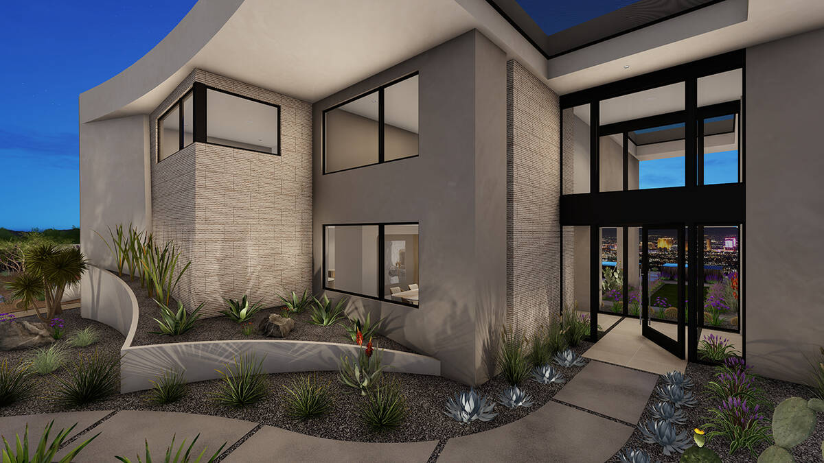 This artist's rendering of the Blue Heron home in Ascaya shows the entrance. (Blue Heron)