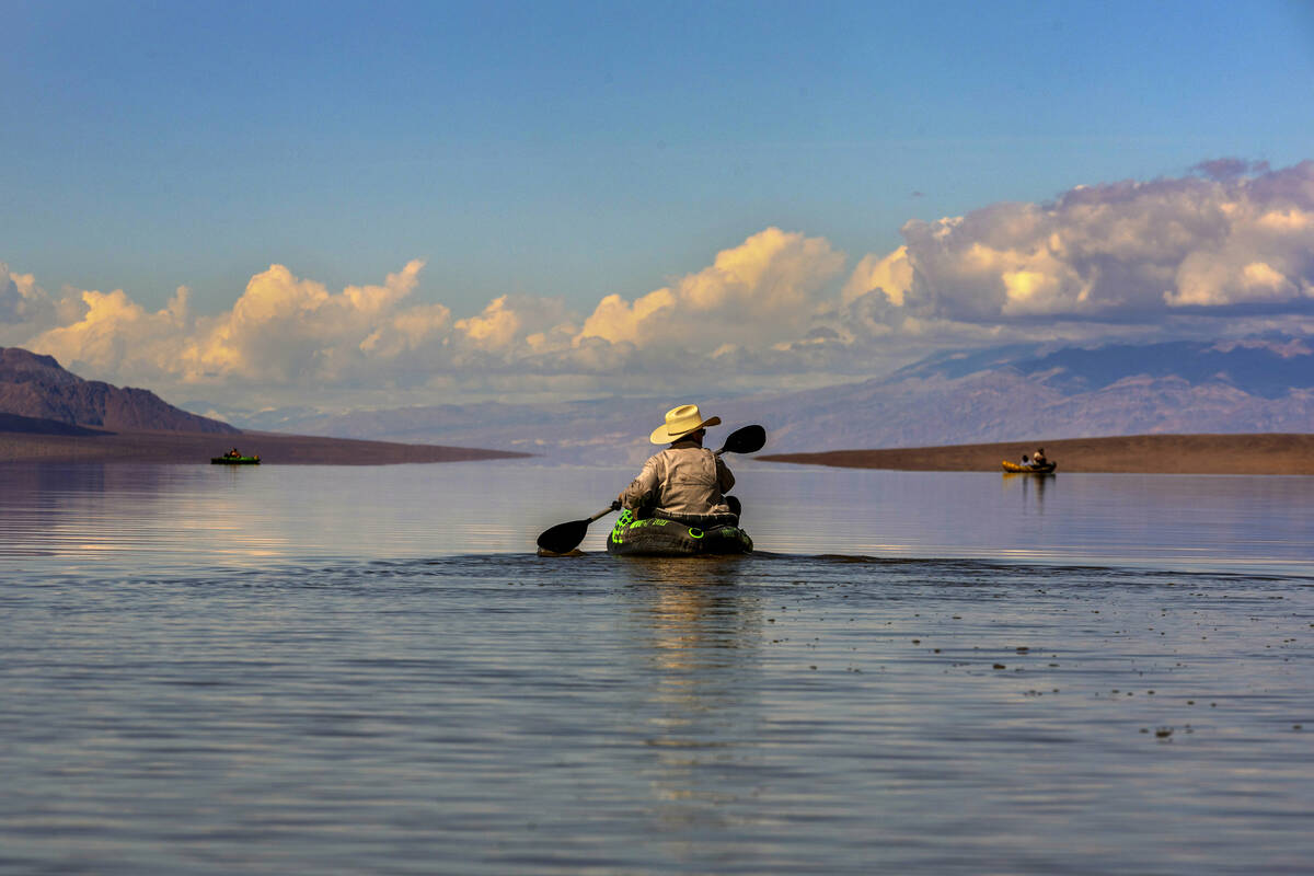 Patrick Donnelly, director of the Great Basin Center for Biological Diversity, kayaks on the te ...