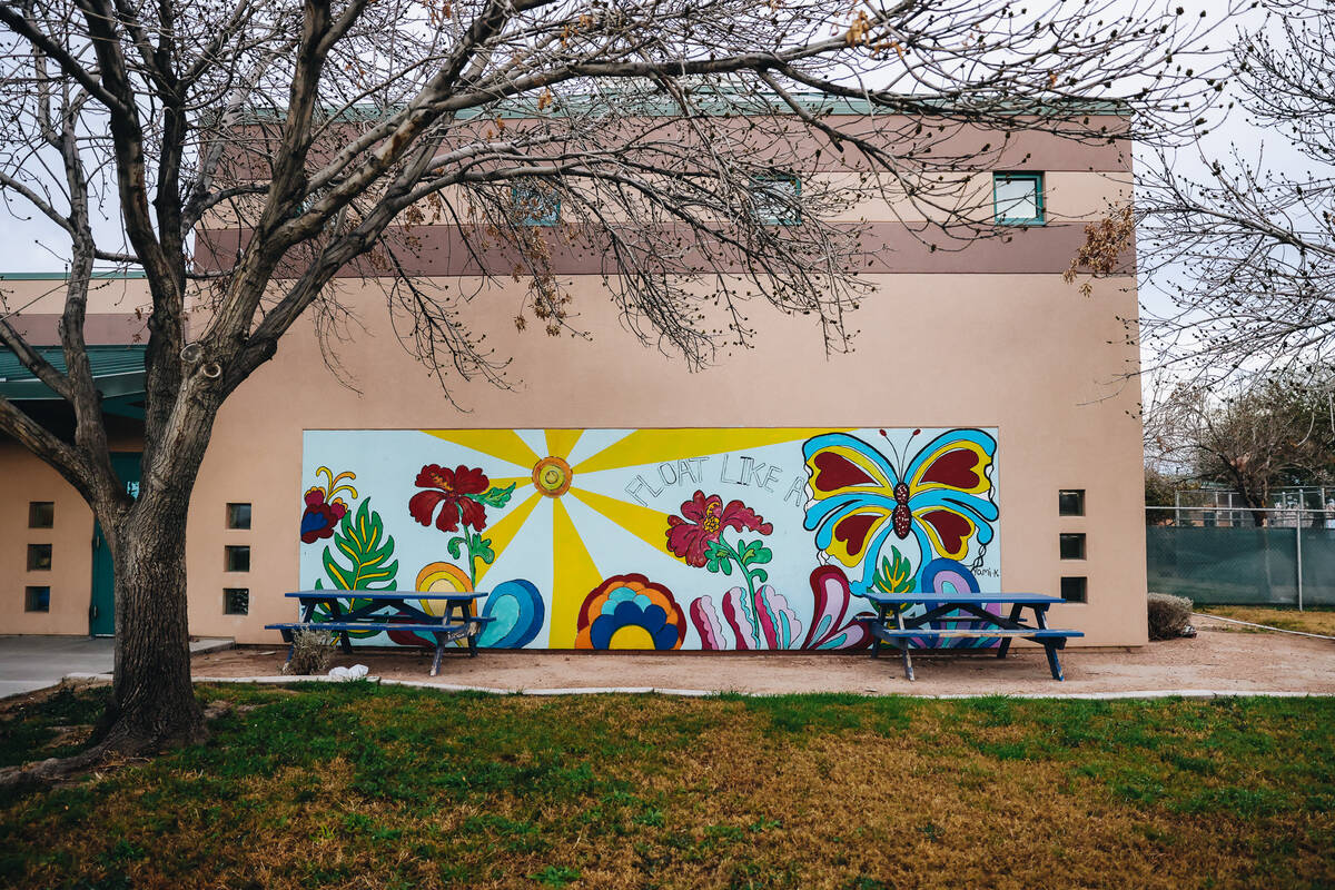 A mural is seen on a building on the Child Haven campus on Wednesday, Jan. 31, 2024, in Las Veg ...