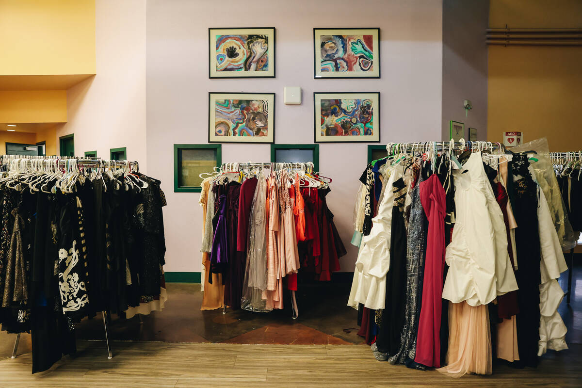 Donated prom and homecoming outfits for foster teenagers are seen on the Child Haven campus on ...