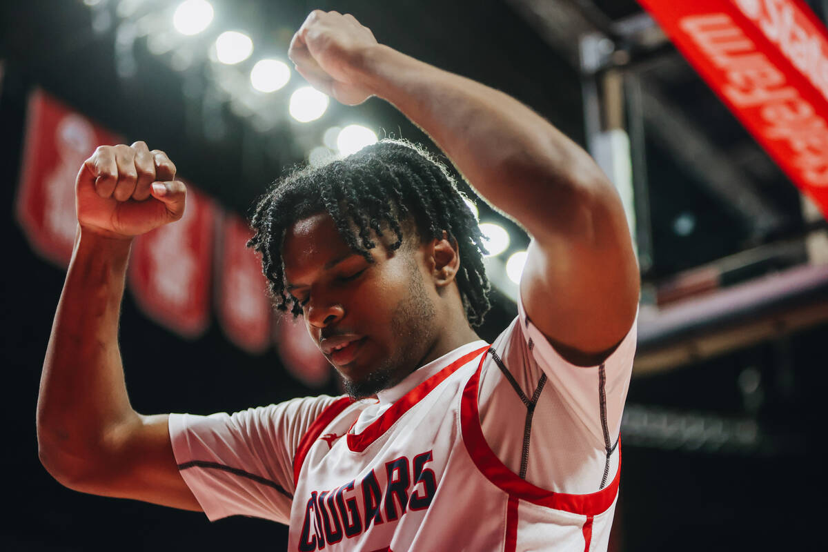 Coronado guard Josiah Cunningham reacts after successfully drawing a foul during a Class 5A boy ...