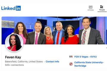 Feven Kay's LinkedIn page shows a photo of her with Fox5 colleagues and lists her as presently ...