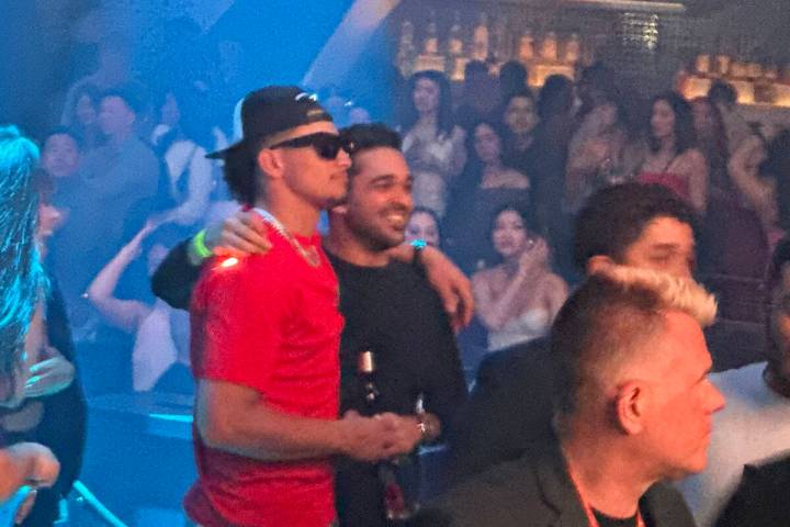 Chiefs quarterback Patrick Mahomes is shown at Zouk Nightclub at Resorts World Las Vegas on Fri ...