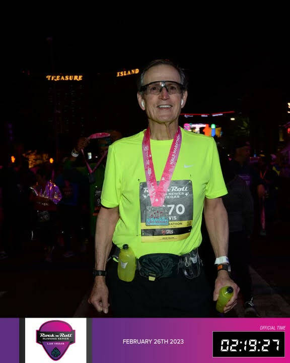 Travis Dowell at the Rock ‘n’ Roll Running Series Las Vegas half-marathon in 2023 on the St ...