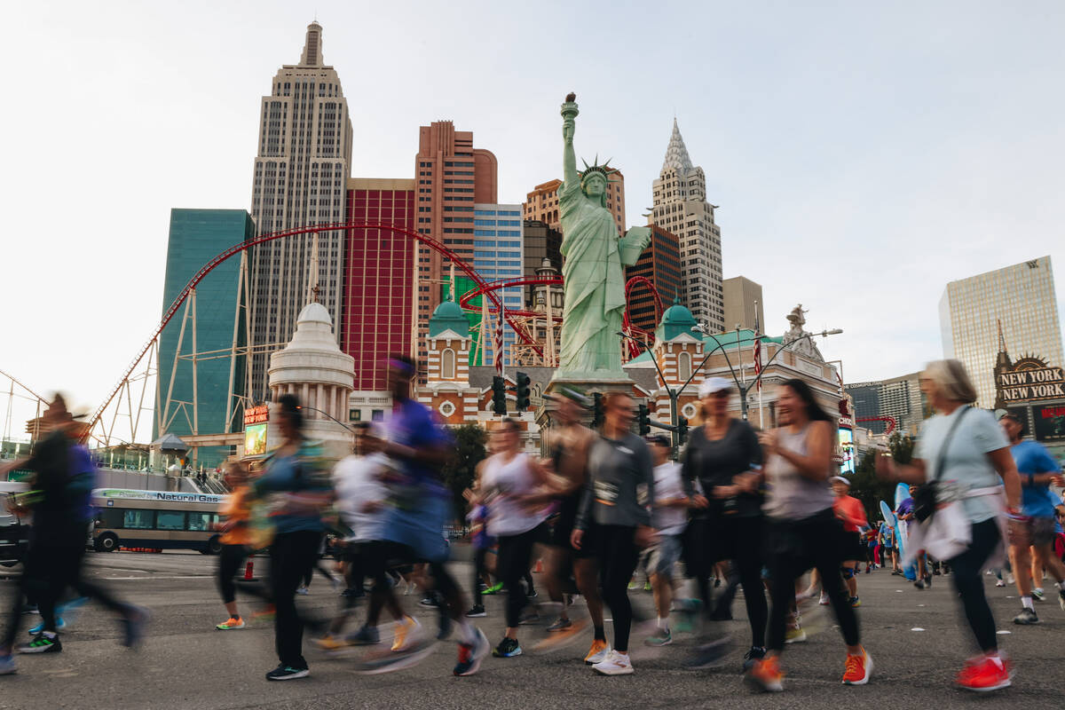 Runners take to the Strip during the Rock ’n’ Roll Running Series on Las Vegas Bo ...