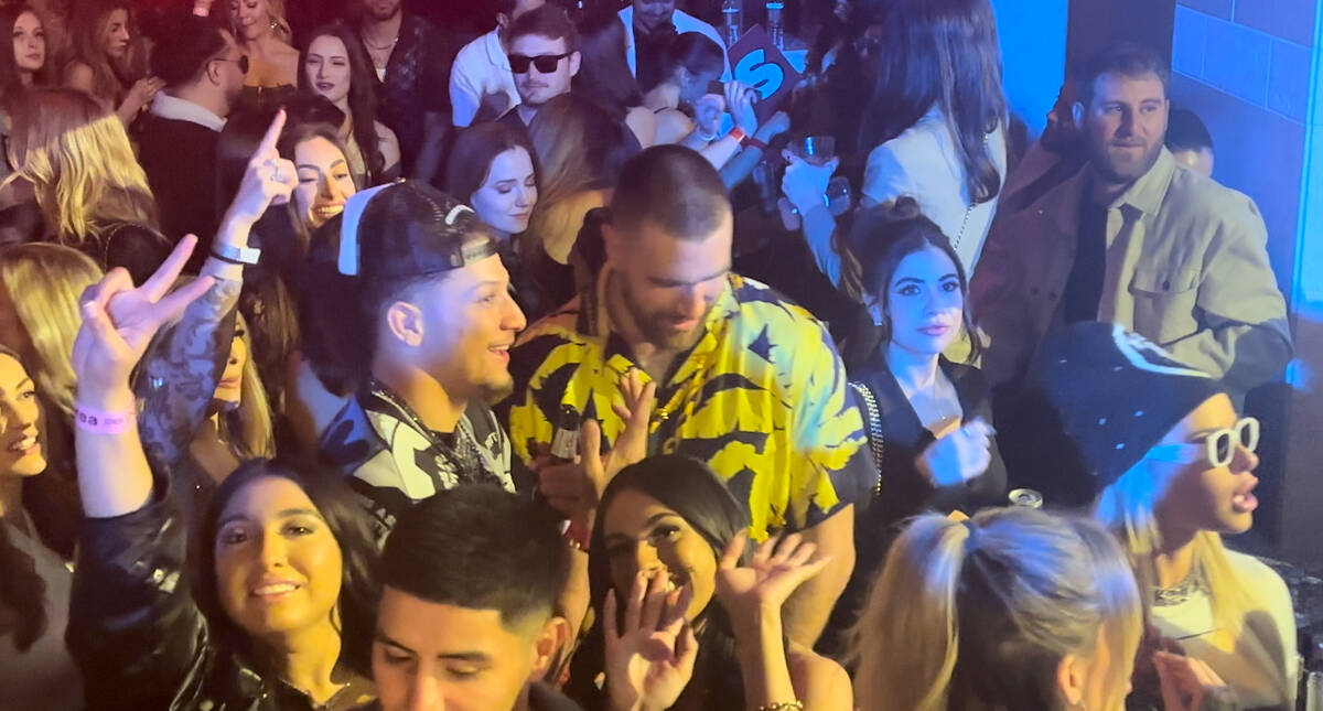 Patrick Mahomes and Travis Kelce is shown at XS Nightclub and Encore Beach Club on Saturday, Fe ...