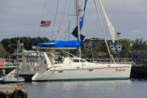 The yacht "Simplicity", that officials say was hijacked by three escaped prisoners wi ...