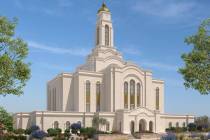 Exterior rendering of the Lone Mountain Nevada Temple. (Church of Jesus Christ of Latter-day Sa ...