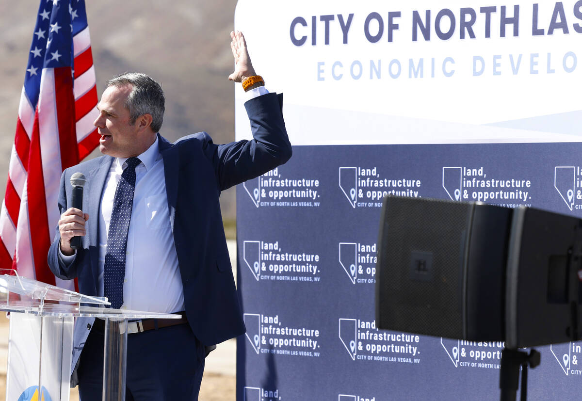 North Las Vegas City Manager Ryann Juden speaks at the groundbreaking ceremony for the Apex Wat ...