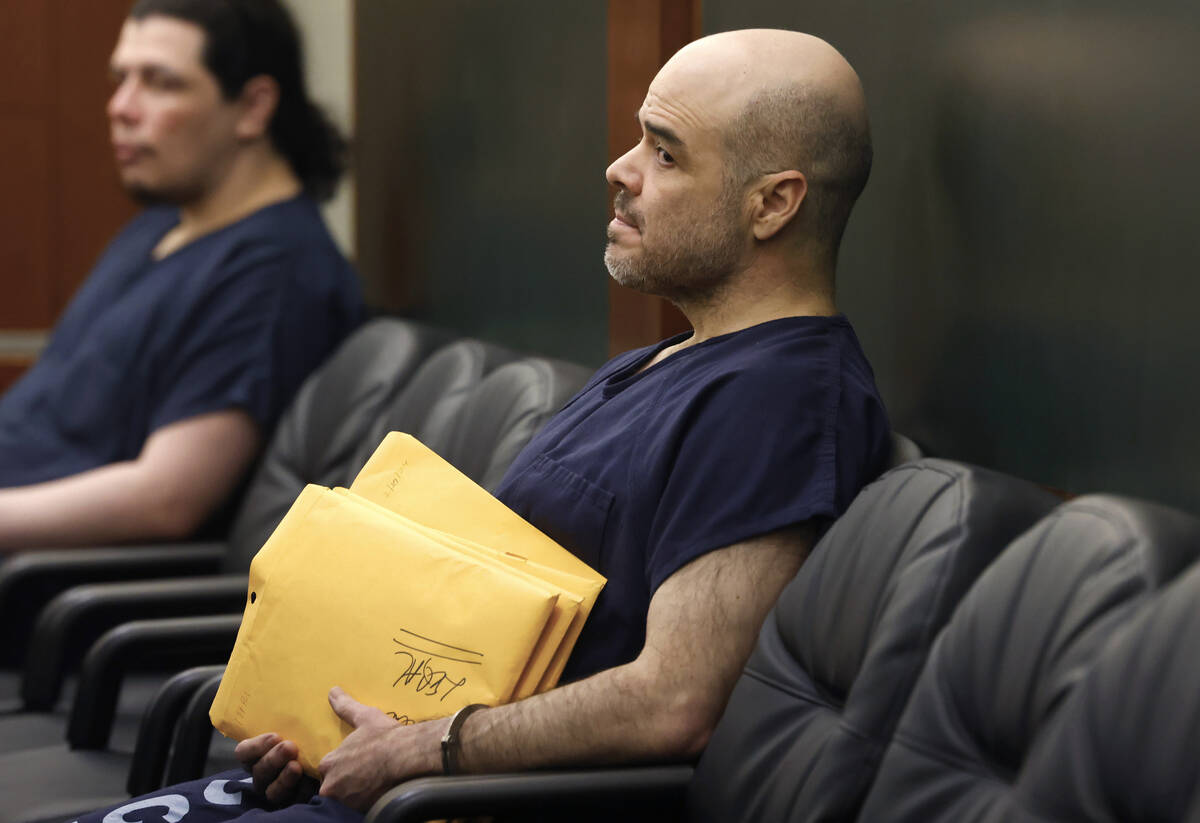 Robert Telles appears in court at the Regional Justice Center, on Wednesday, Feb. 21, 2024, in ...