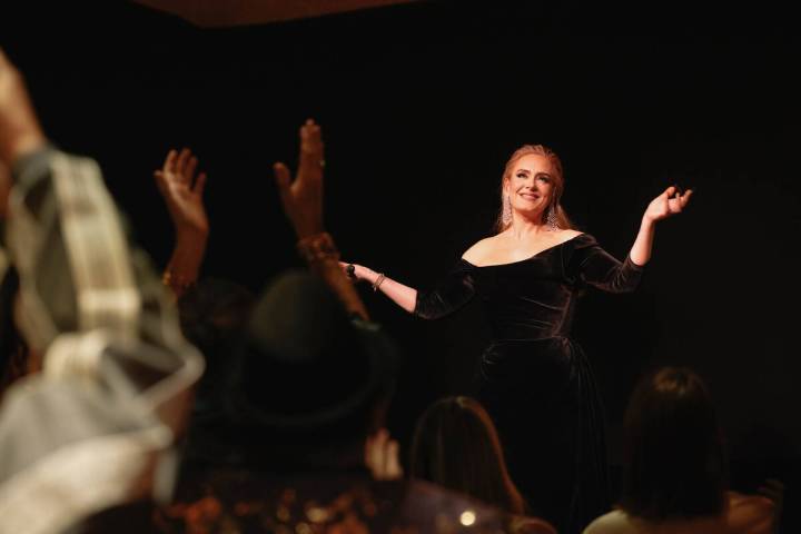 Pop superstar Adele talked of taking vocal rest during her show at the Colosseum at Caesars Pal ...