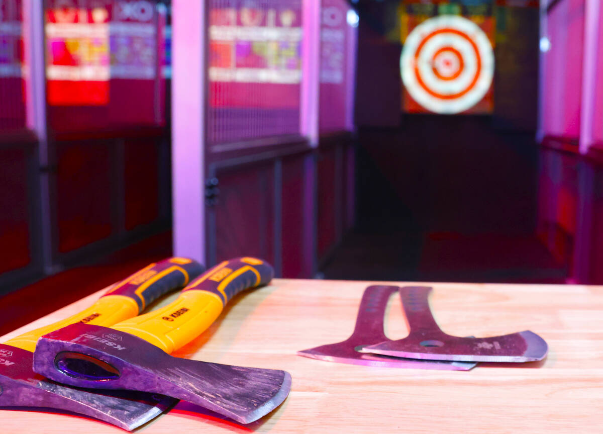Axe Throwing lanes at Spy Ninja HQ, the World's First YouTuber Theme Park, pictured, on Thursda ...