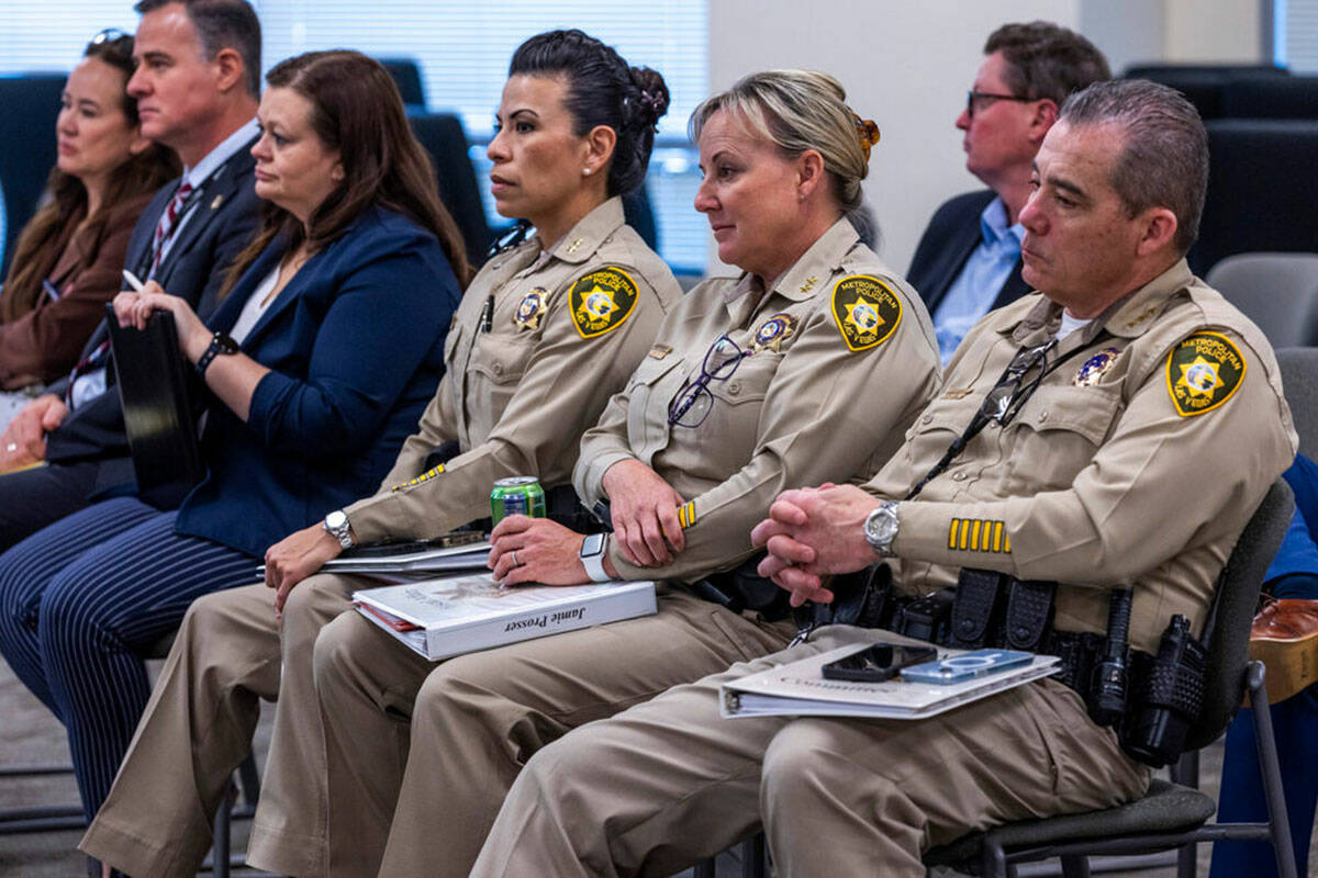 (Center to right) Assistant Sheriff Yasenia Yatomi, Assistant Sheriff Jamie Prosser and Undersh ...