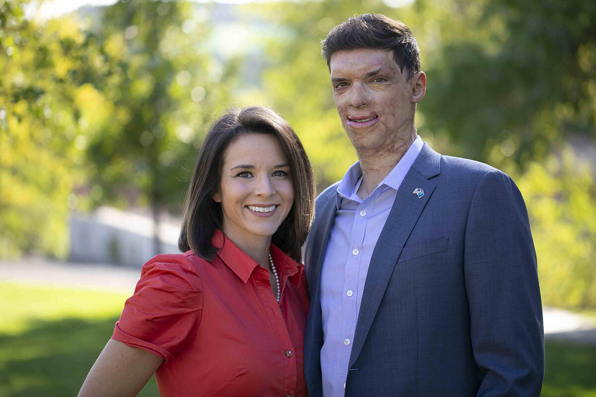 U.S. Senate candidate Capt. Sam Brown and his wife Amy. (Special to the Pahrump Valley Times)