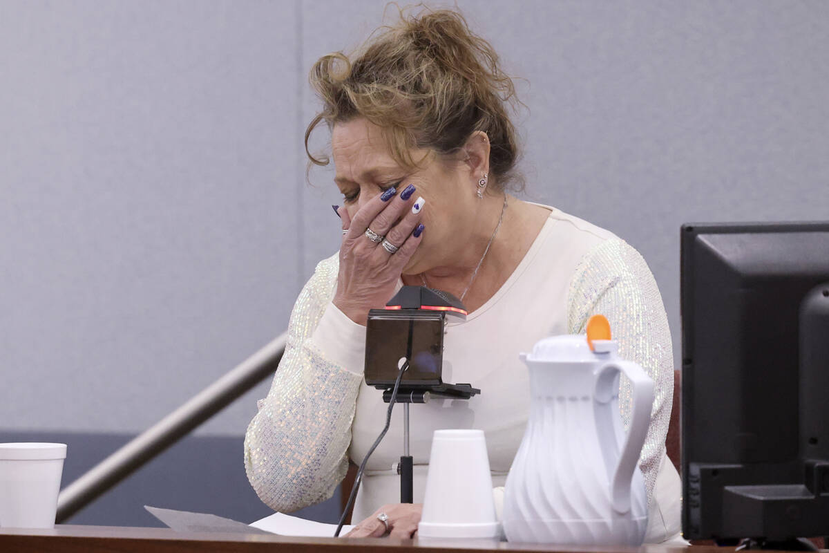 Judy Anderson, aunt of Shyayn Bass, cries while reading a victim impact statement, during sente ...