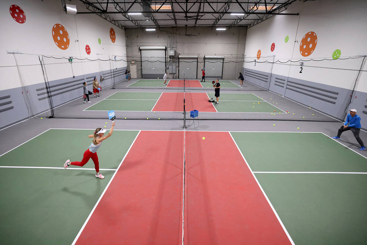 Darcy Shore plays against her father, Josh Shore, at Vegas Indoor Pickleball. (K.M. Cannon/Las ...