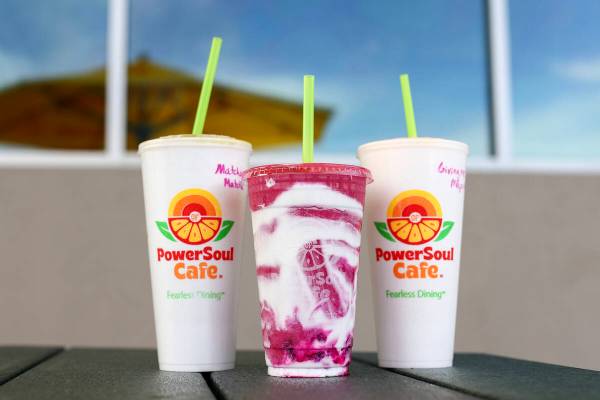 An array of smoothies at PowerSoul Cafe on West Warm Springs Road in Las Vegas on Friday, Feb. ...