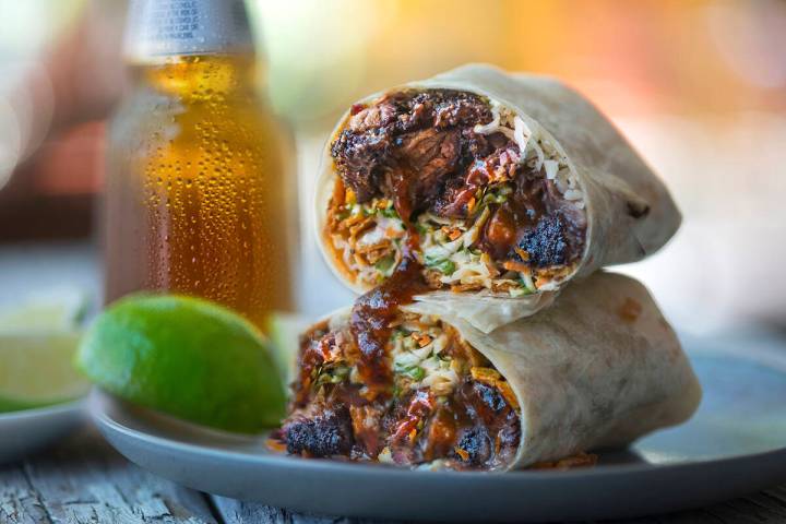 A smoked brisket burrito from the new BBQ Mexicana on West Sunset Road in Las Vegas. The first ...