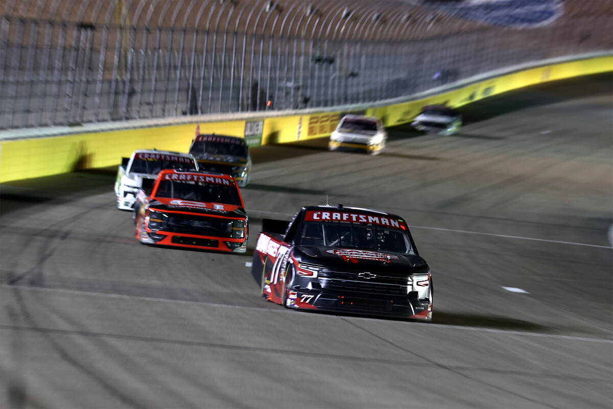 Chase Purdy (77) rounds the track during the Victoria's Voice Foundation 200 NASCAR Craftsman T ...