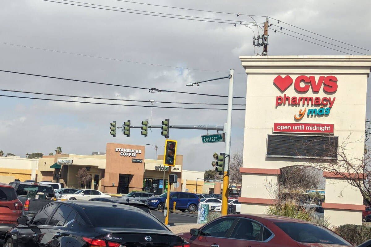 A traffic light is out at Desert Inn Road and Eastern Avenue in Las Vegas on Saturday, March 2, ...