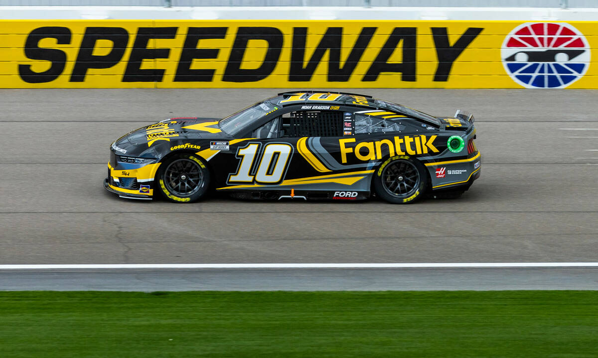 Driver Noah Gragson, #10 with Stewart-Haas Racing Ford, takes a lap during the Pennzoil 400 pr ...