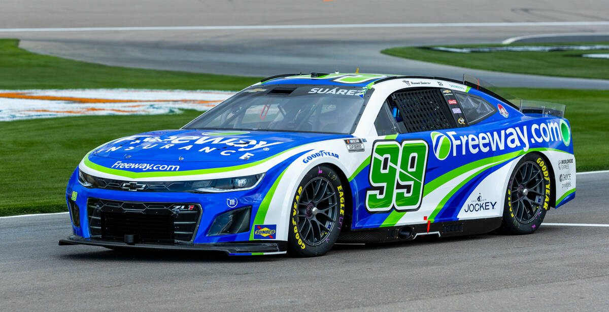 Driver Daniel Suarez, #99 with Trackhouse Racing Chevrolet, readies to take a lap during the Pe ...