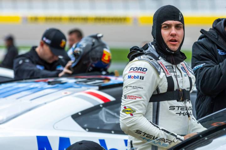 Driver Noah Gragson, #10 with Stewart-Haas Racing Ford, readies to enter his car for the Pennz ...