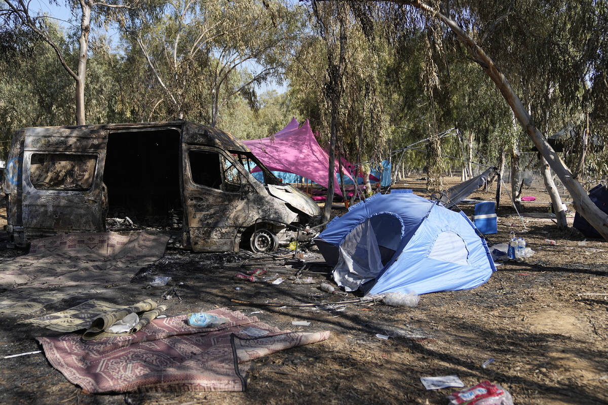 The site of a music festival near the border with the Gaza Strip in southern Israel, Oct. 12, 2 ...