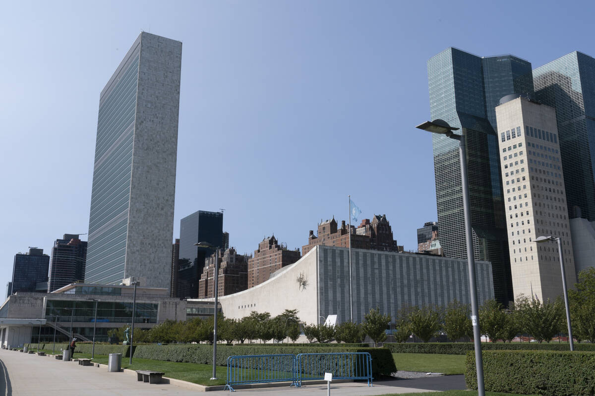 A general view of the United Nations headquarters is seen, Sept. 21, 2020. (AP Photo/Mary Altaffer)