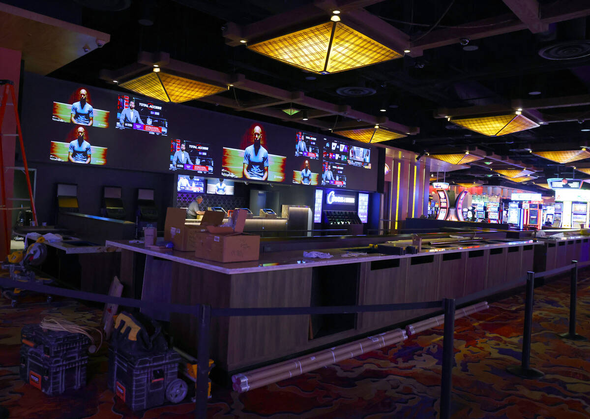 Construction is under way at Silverton Casino sportsbook, on Tuesday, March 5, 2024, in Las Veg ...