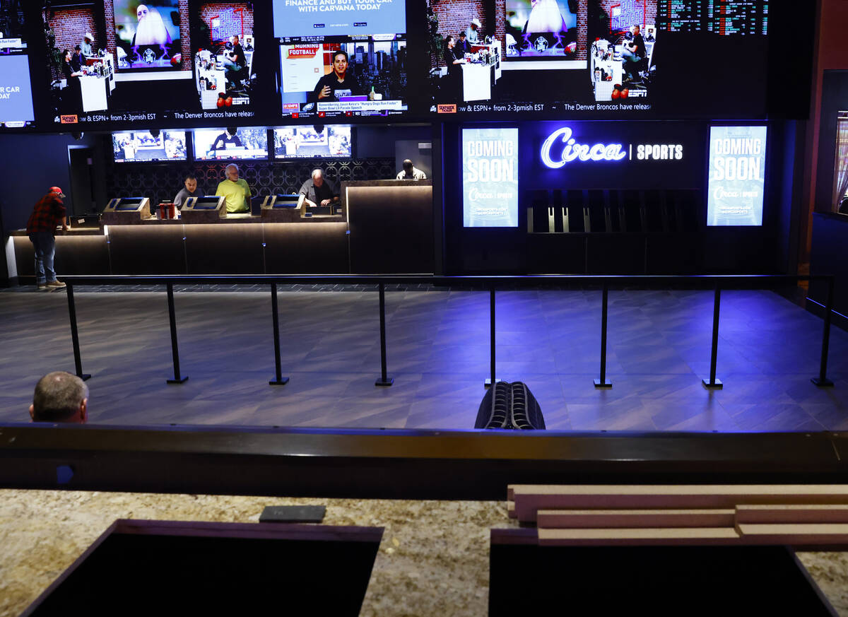 Construction is under way at Silverton Casino sportsbook, on Tuesday, March 5, 2024, in Las Veg ...
