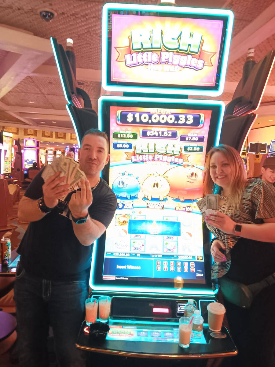Cameron S.. visiting from Canada, won $25,851 on Rich Little Piggies Grand JP. in February at T ...