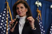 Nikki Haley speaks at a campaign event in Portland, Maine, Sunday, March 3, 2024. (AP Photo/Reb ...